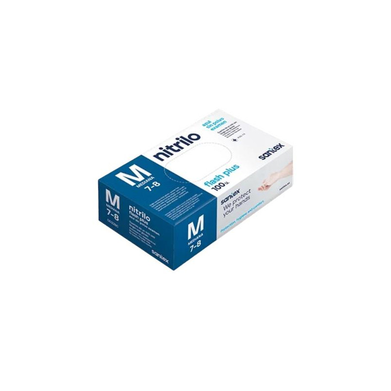 Luvas Nitrilo sem pó Flash Plus Azul GD22  T/M  100un