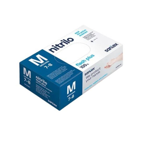 Luvas Nitrilo sem pó Flash Plus Azul GD22  T/M  100un
