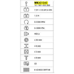Aparafusadora Percursur Sem Fios 6mm | 7,2V  WK401040