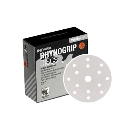 Disco Abrasivo Rhynogrip White Line 150mm/15 Furos- Grão 180 Indasa