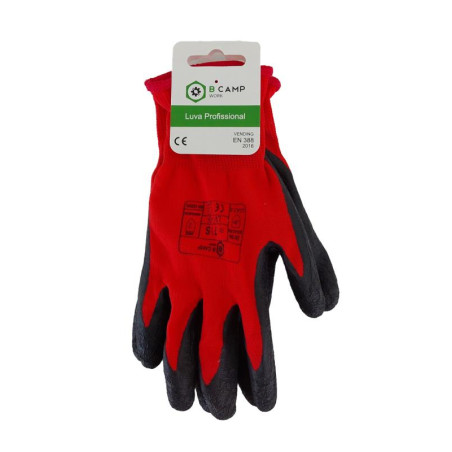 Luvas de Trabalho em Látex Anti Deslizante Vermelha LV-06  10/XL