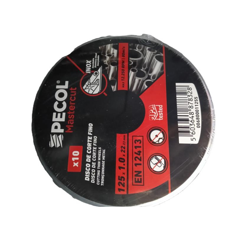 Disco Corte Fino Inox MASTERCUT 125 x1 x 22,23mm  (Cx10 un) PECOL
