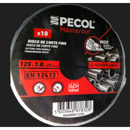 Disco Corte Fino Inox MASTERCUT 125 x1 x 22,23mm  (Cx10 un) PECOL