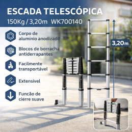 Escada Telescópica / 150Kg / 3,20m  WK700140