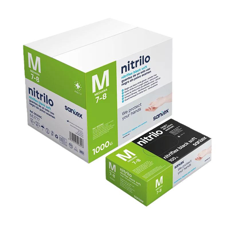 Luvas Nitrilo sem pó Nitrilflex Preto GD20 T/M 100un