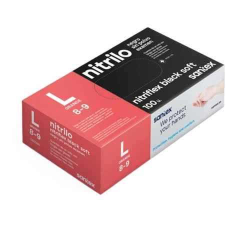 Luvas Nitrilo sem pó Nitrilflex Preto GD20 T/L 100un