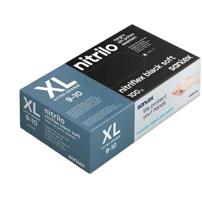 Luvas Nitrilo sem pó Nitrilflex Preto GD20 T/XL 100un