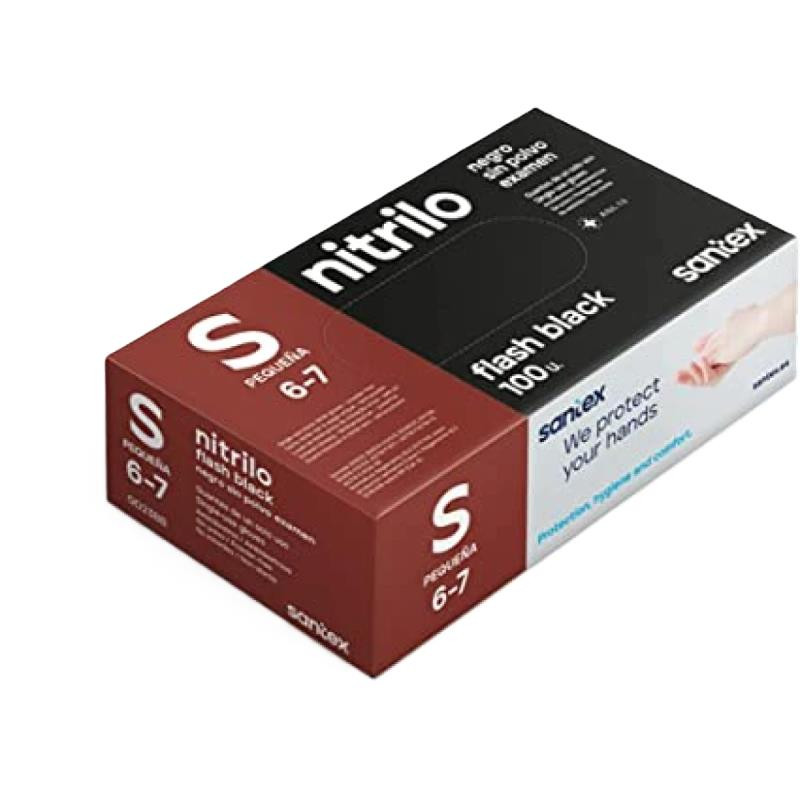 Luvas Nitrilo sem pó Flash Black Preto GD23  T/S  100un