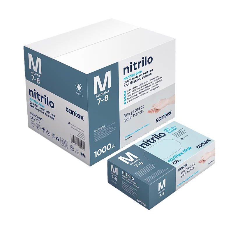Luvas Nitrilo sem pó Nitrilflex Azul GD20 T/M 100un
