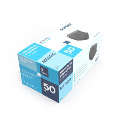 Máscara de 3 Camadas Higiénicas Preta Cx 50 DK01BB